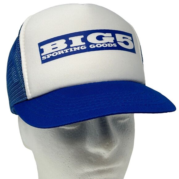 Vintage Big 5 Sporting Goods Trucker Hat Baseball Cap 90s Blue Mesh Snapback - Picture 1 of 11